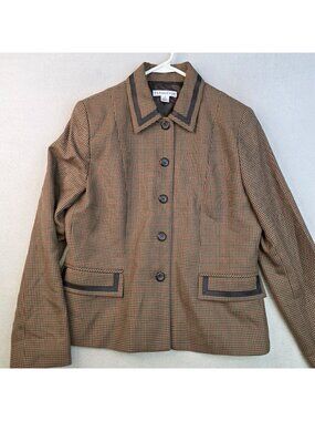 Vintage Pendleton Wool Houndstooth Blazer 6 Brown Quiet Luxury Old Money Preppy